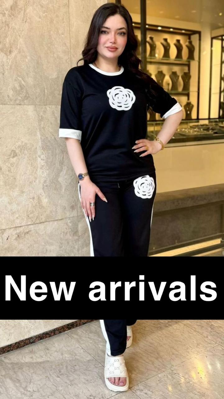 BLACK  flower STRIP DESIGN  NIGHTSUIT FABRIC  COTTON JARSY